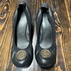 Tory Burch Caroline black leather wedge ballet flats 6